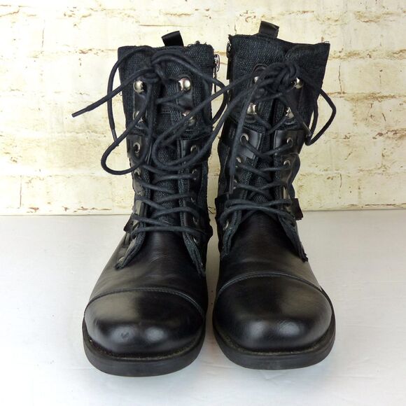 J75 Jump Deploy Combat Boots Men 8 Fit 9 Black Leather Lace Up Zip Military Moto - Picture 6 of 15